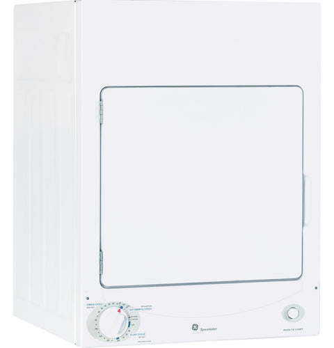 GE Appliances | Spacemaker Stationary Electric Dryer | DSKS333ECWW | 120V | 3.6 cu. ft.