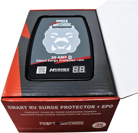 Hughes Auto | 30 Amp Bluetooth Surge Protector | PWD30-EPO-H | With Auto Shutoff | Hardwired