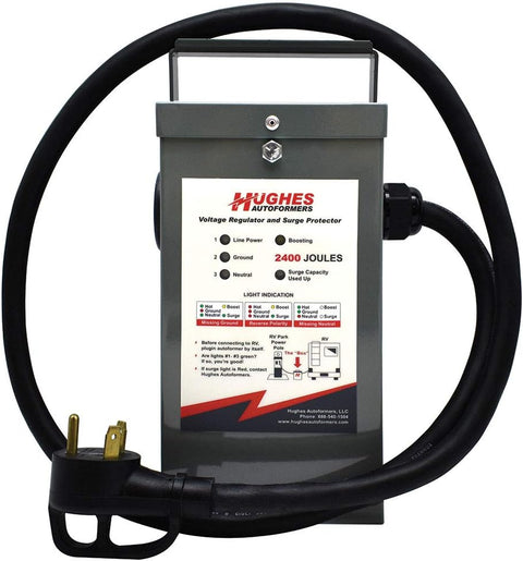 Hughes Auto | 30 Amp Voltage Booster | RV2130-SP | 3,600 Watt | With Advanced Surge Protection