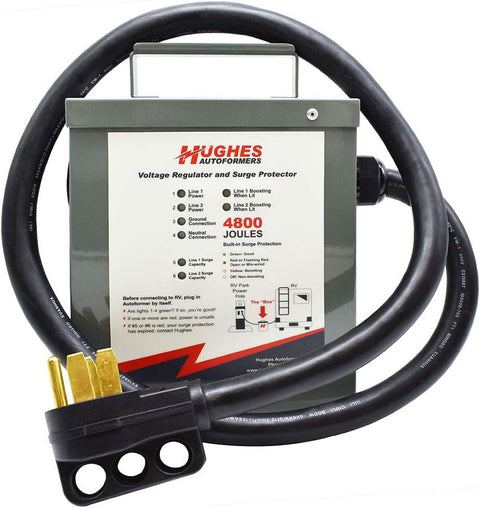 Hughes Auto | 50 Amp Voltage Booster | RV220-50-SP | 12,000 Watt | With Advanced Surge Protection