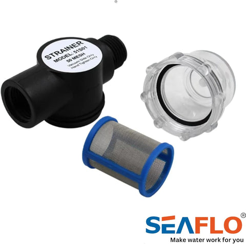 Seaflo | Water Pump Inline Strainer Filter | 51S01 | 1/2" NPSM Inlet/Outlet