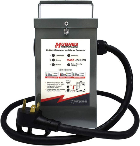 Hughes Auto | 30 Amp Voltage Booster | RV2130-SP | 3,600 Watt | With Advanced Surge Protection