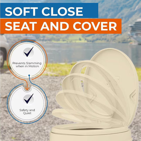 Seaflo | Residential Height RV Toilet | SFRTPH-02-01 | Plastic | Foot Pedal | Bone