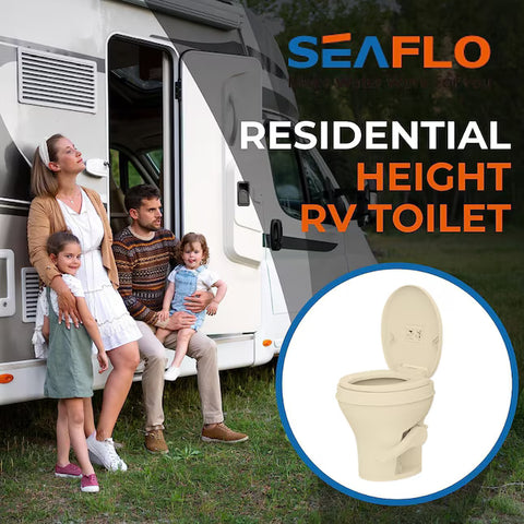 Seaflo | Residential Height RV Toilet | SFRTPH-02-01 | Plastic | Foot Pedal | Bone