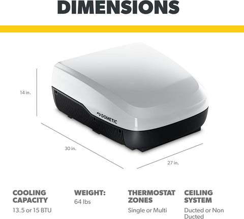 Dometic | FreshJet 3 Series RV Air Conditioner | FJX3573MWHAS | 9600028600 | 15,000 BTU | White