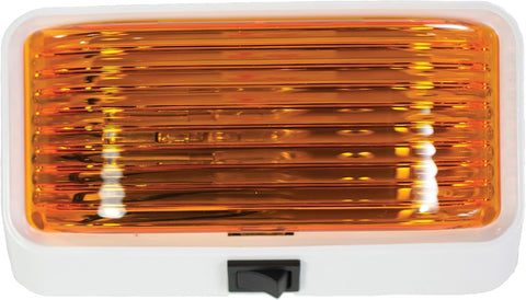 Arcon | RV Porch Light with Switch | 18111 | White Housing | Amber Lens