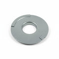Silver Metal Suburban RV Furnace Duct Collar 051240 - Flat Lay Bottom View Showing Mounting Tabs | United RV Parts