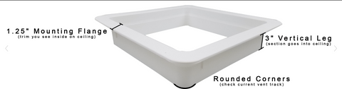 Hengs | RV Roof Vent Trim Ring/Garnish | 90092B | 3" Vertical Leg | White