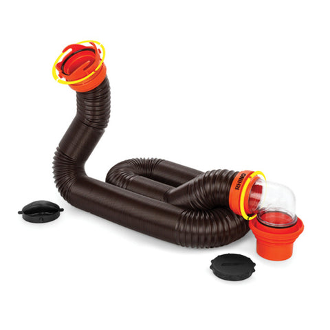 Camco | RhinoFLEX RV Sewer Hose Kit with 4-in-1 Adapter | 39761 | 15'