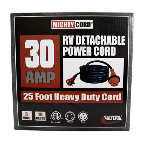 Valterra | RV Power Cord 30 Amp Detachable Power Cord | A10-3025ED | 25' | With Handle