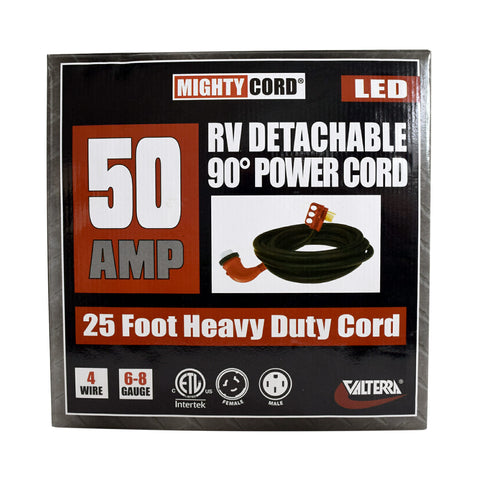 Valterra | RV Power Cord | 50 Amp Twist 90 Degree Lock | A10-5025ED90 | 25'