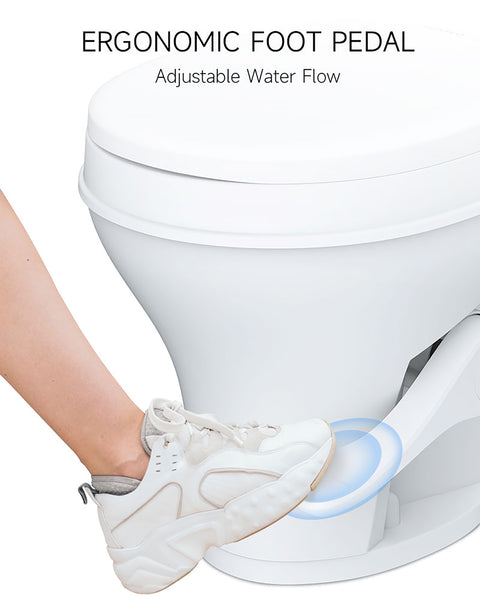 Seaflo | Residential Height RV Toilet-Plastic | Foot Pedal | SFRTPH-01-01 | White