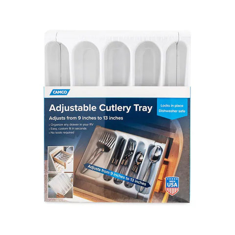 Camco | Adjustable Cutlery Tray | 43503 | White