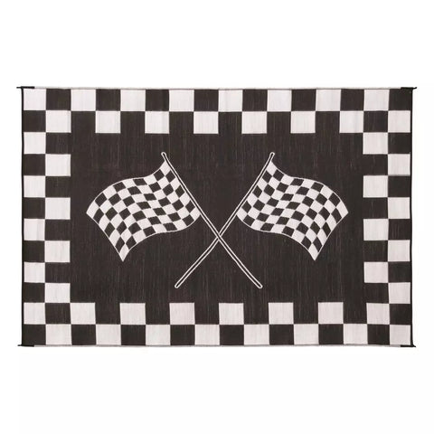 Faulkner | Black & White | Finish Line Design Patio Mat | 48707 | 6' x 9'