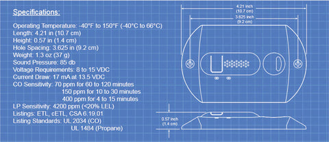 RV Safe | Combo CO/LP Alarm | 2 Wire | RVCOLP-2B | Black