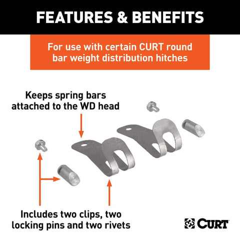 Curt | Round Bar Weight Distribution Retainers | 17109 | 2PK  Fits Camco 48104, Curt 17109