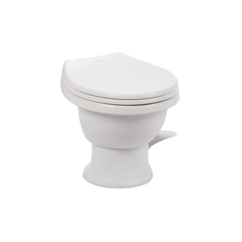 Dometic  | 411 Low Profile Toilet  | 9610008263 | Gravity Flush | Porcelain Bowl | Soft-Close Seat | White