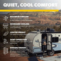 Dometic FreshJet 4 RV Air Conditioner FJX4473EBKCS - Feature Infographic: Max Airflow, Increased Cooling, Quiet Operation | United RV Parts