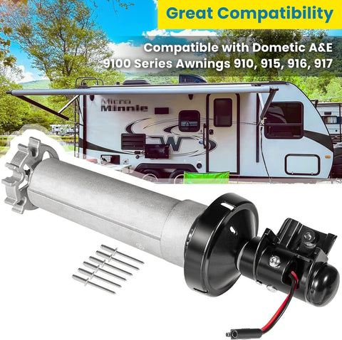 Dometic | Replacement Awning Motor | 3310423.209U | 9100 Power Awnings | 12v DC | Black