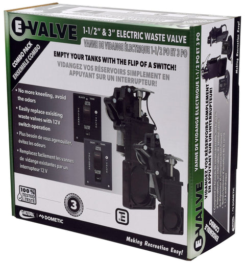 Valterra | E-Valve Electric Waste Valve System | E1013NEVP | with 2 Switches | 1-1/2” & 3” | No Fittings