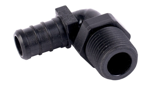 Flair-It | ECOPOLY 1/2" Barb x 1/2" MPT 90 DEGREE ELBOW | 29803 | Plastic | Single | Black