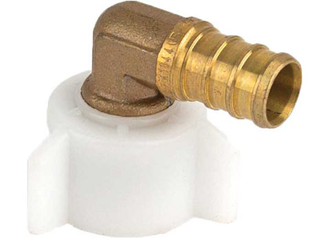 Flair-It | PEX 1/2" BARB X 1/2" FPT SWIVEL ELBOW - BRASS W/ PLASTIC NUT | 51198 | 90 Degree | Single