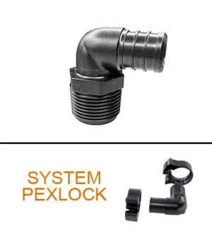 Flair-It | PEXLOCK 1/2" ELBOW WITH 2 1/2" PEXLOCK CLAMP | 30800 | 90 Degree | Single | Black