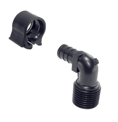 Flair-It | PEXLOCK 1/2" X 1/2" MPT X BARB ELBOW | 30803 | 90 Degree | Single | Black