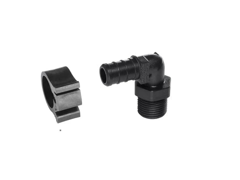Flair-It | PEXLOCK 1/2" X 1/2" MPT X BARB ELBOW | 30803 | 90 Degree | Single | Black