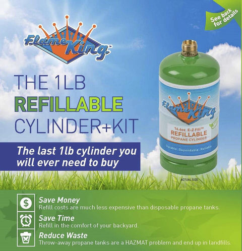 Flame King | 1 LB Cylinder and Refill Kit  | YSN1LBKT | Refillable Cylinder