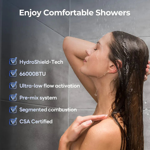 Fogatti | 66,000 BTU Tankless Water Heater w/Controller | INSTASHOWERULTRA | FS10B1SN | Wired Controller | 3.9 GPM