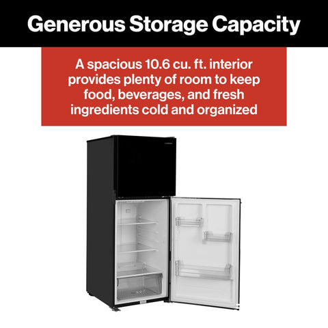 Furrion | 10.6 Cu. Ft. RV Refrigerator | 2024120714 | FCR11DCGTA-BG-RHH-B | Right Hand Hinge | 12v DC | 2 Door | Black Gloss