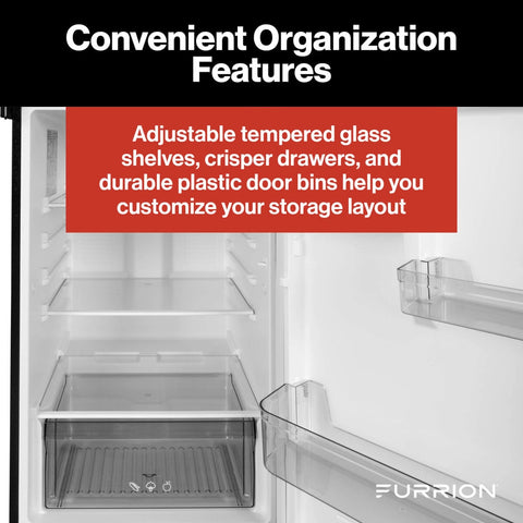 Furrion | 10.6 Cu. Ft. RV Refrigerator | 2024120714 | FCR11DCGTA-BG-RHH-B | Right Hand Hinge | 12v DC | 2 Door | Black Gloss