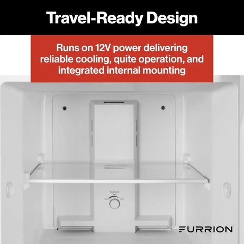 Furrion | 10.6 Cu. Ft. RV Refrigerator | 2024120713 | FCR11DCGTA-BG-LHH-B | Left Hand Hinge | 12v DC | 2 Door | Black Gloss