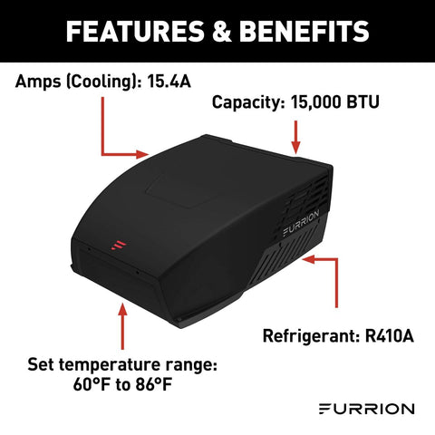 Furrion | Chill HE Air Conditioner  | 2024042639 | FACR15HESA2-BL-AM | 15,000 BTU | Black | R32
