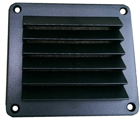 Heng's Industries | Dent Vent; 5" x 5" | Sqaure | DV55B | Used To Conceal Minor RV Dents | Fixed Louvers | With Screws And Butyl Tape | Black
