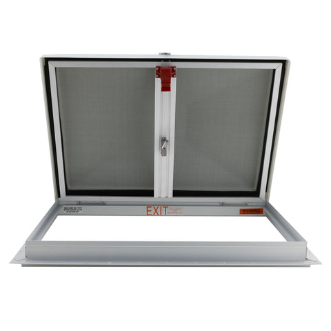Hengs | Skylight - Emergency Escape Hatch | 48621-C2 | Manual Open | Metal Frame |  Aluminum Screen | Plastic Lid | White
