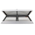 White Hengs 48621-C2 RV Emergency Escape Hatch - Front Open View Showing Dual Aluminum Screen Panels | United RV Parts