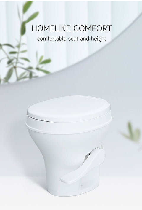 Seaflo | Residential Height RV Toilet-Plastic | Foot Pedal | SFRTPH-01-01 | White