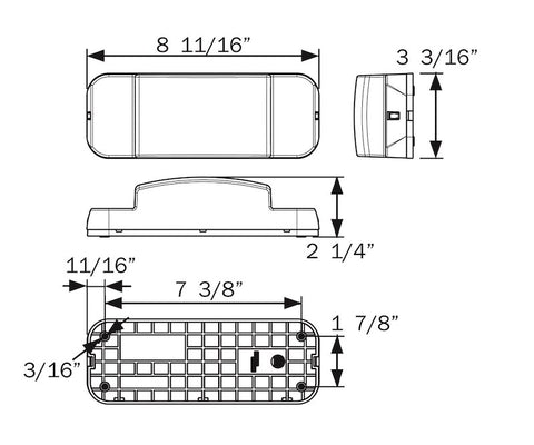 Optronics | RV Tail Light | Stop | Tail | Turn | Black Base | RVSTL60S | Passenger Side