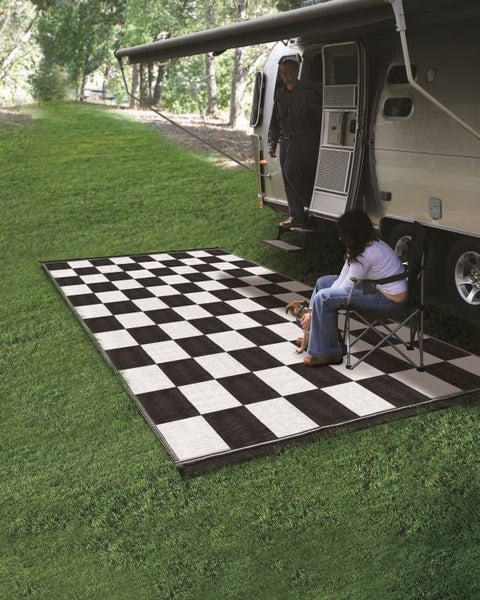 Camco | Checkered RV Patio Mat | 42827 | 9' x 12'