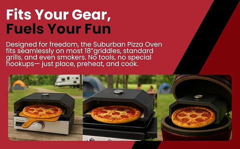 InVision | Universal Pizza Oven | 3082A-U | Fits any 18" Griddle, Grill or Smoker | With Pizza Stone / Carry Bag