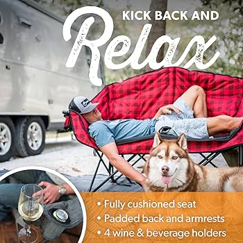 Kuma | Lazy Bear HEATED Love Seat | 893-KM-BBBTHDC-RB | Red / Black
