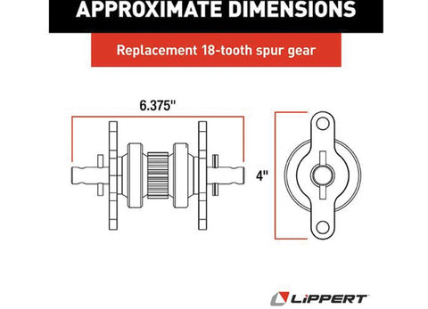 Lippert | 2.5 X 2.5 HEAVY DUTY GEAR PACK WITH TUBING  | 123356 | Heavy-Duty | 2.5 x 2.5 | 15-tooth Gear Pack | Spur Gear