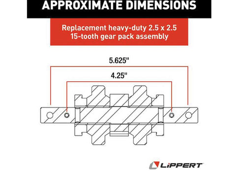 Lippert | 2.5 X 2.5 HEAVY DUTY GEAR PACK WITH TUBING  | 123356 | Heavy-Duty | 2.5 x 2.5 | 15-tooth Gear Pack | Spur Gear