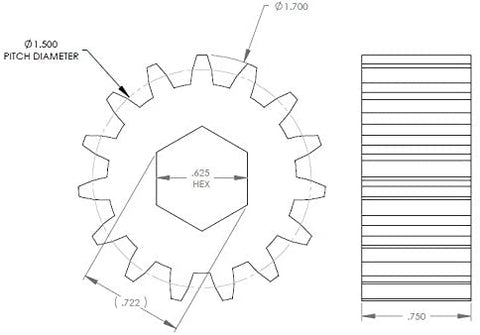 Lippert | 2.5 X 2.5 HEAVY DUTY GEAR PACK WITH TUBING  | 123356 | Heavy-Duty | 2.5 x 2.5 | 15-tooth Gear Pack | Spur Gear