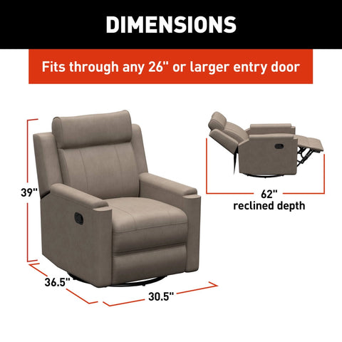 Lippert | Thomas Payne Signature | Swivel Glide Recliner | 2024044209 | 32.5" | Driftwood