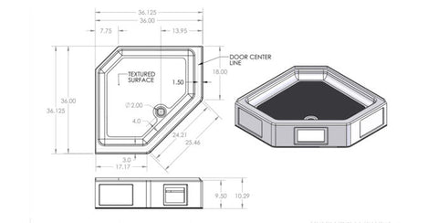 Specialty Recreation | Neo Shower Base | NSB3636WC | White | 36" x 36"