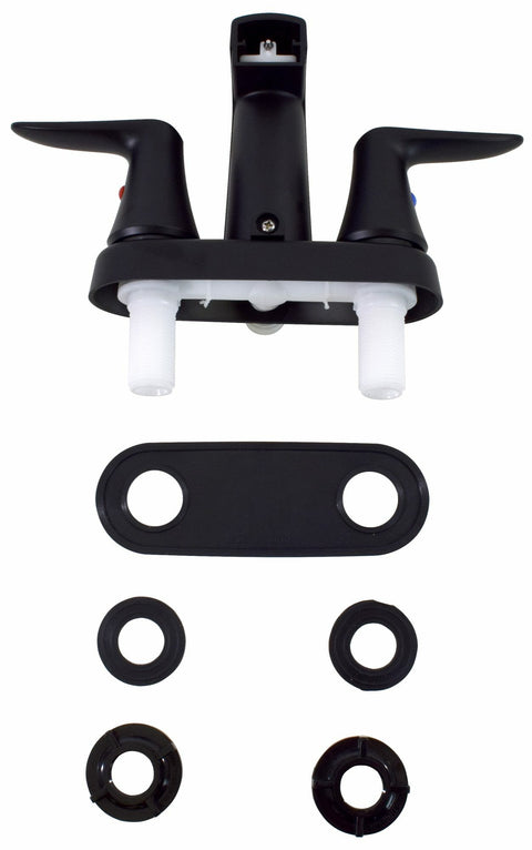 Matte Black RV Shower Faucet PF223704 with Mounting Hardware and Gaskets - Bottom View | United RV Parts