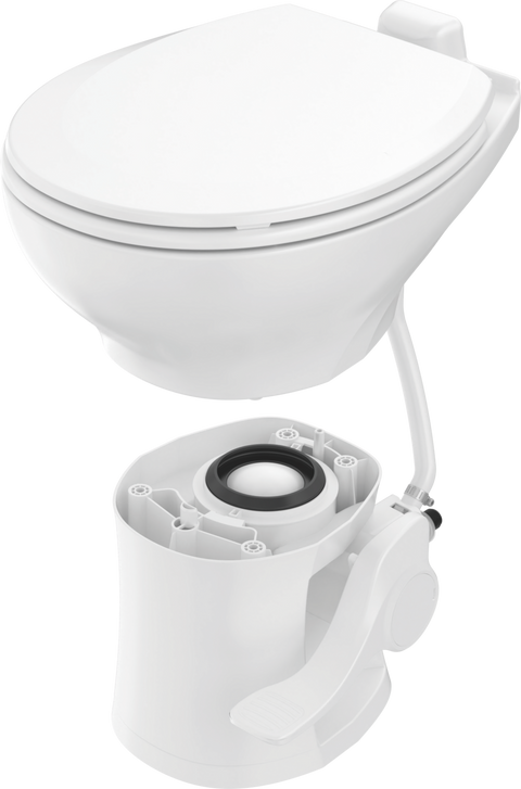 Seaflo | Inodoro de plástico para autocaravanas con altura residencial | Pedal | SFRTPH-01-01 | Blanco
